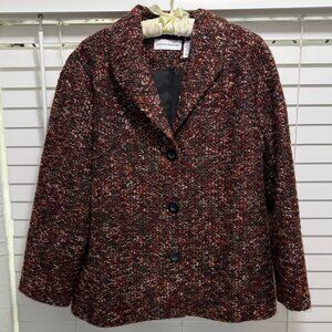 Alfred Dunner Women's Multicolor boucle long sleeve lined jacket; Size 16
